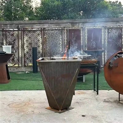 Pishirish xususiyatlari bilan korten po'latdagi olov chuquri